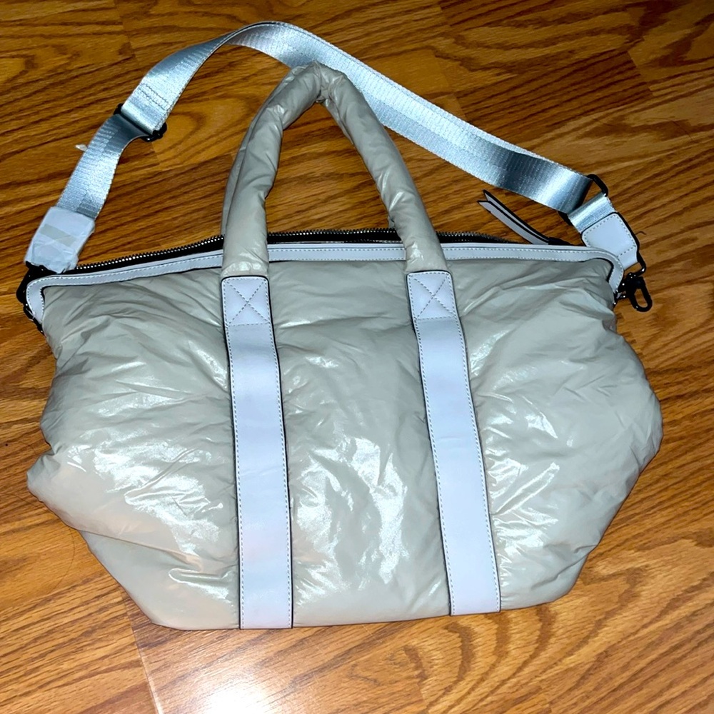 Sol And Selene Quilted Tote shoulder bag light gray